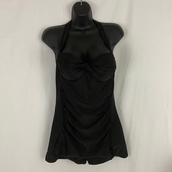 Crazy Catz Black Vintage Pin Up Style One-Piece Swimsuit Size XL - Picture 1 of 9
